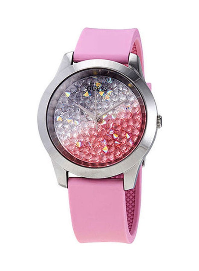 جس طقم ساعة يد بعقارب بسوار مطاطي طراز W1223L1 مع ساعة كرونوغراف مستر دادي 2 طراز Dz7414 للنساء - Image 2