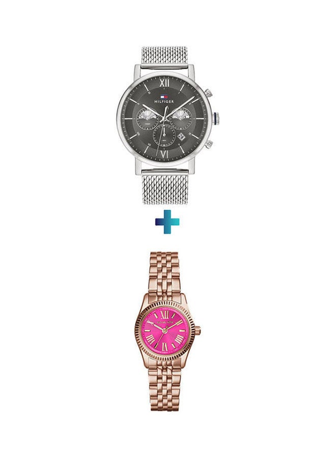 Michael Kors Women's Stainless Steel Analog Watch MK3285 And Evan Water Resistant Chronograph Watch 1710396 Set - Image 1