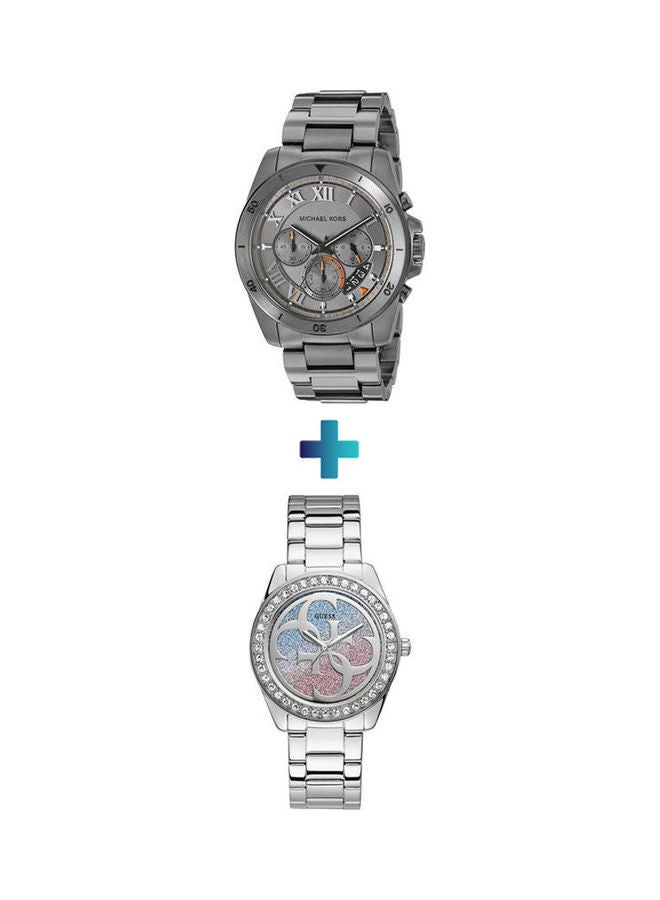 GUESS Women's Stainless Steel Analog Watch W1201L1 Stainless Steel Chronograph Watch MK8465 - Image 1