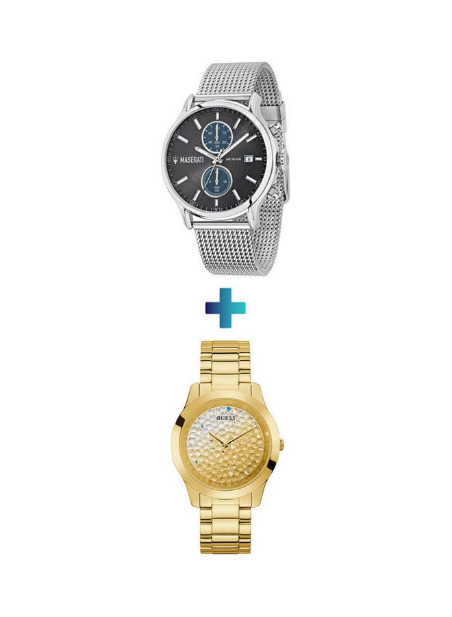 GUESS Women's Stainless Steel Analog Watch And Gw0020L2 Epoca Chronograph Watch Set R8873618003 - Image 1