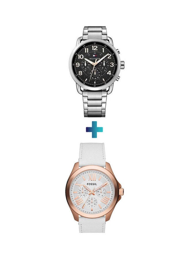 FOSSIL Women's Leather Analog Watch Am4486 Water Resistant Stainless Steel Analog Watch 1791422  - Image 1