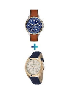 Maserati Men's Leather Chronograph Watch R8871612016 With Men'S Garrett Water Resistant Chronograph Watch Fs5625 