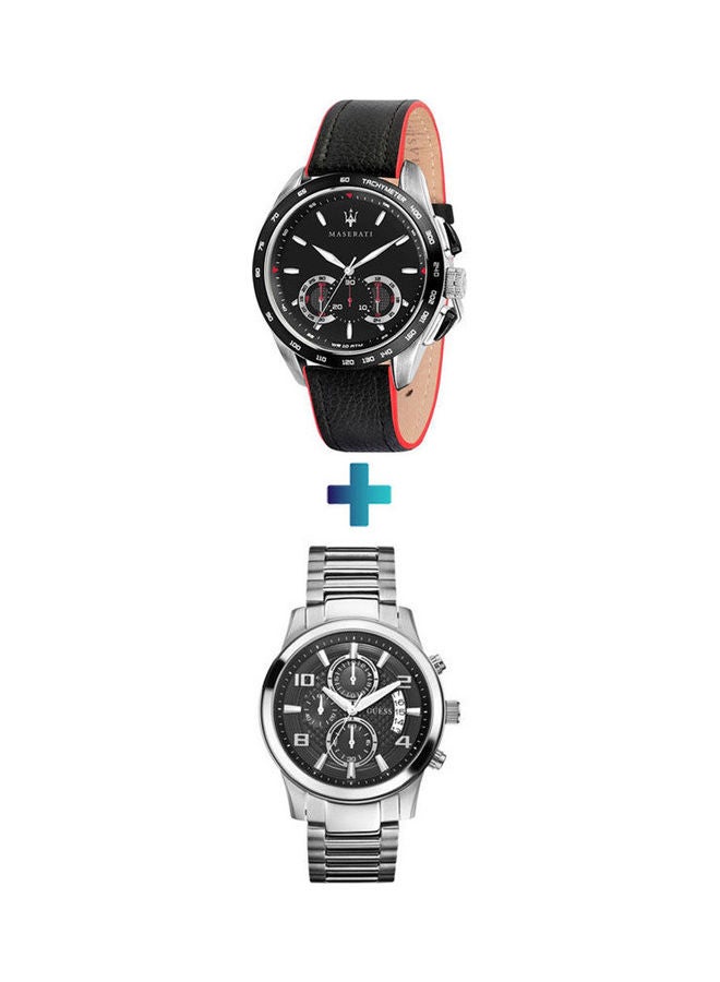 GUESS Men's Stainless Steel Chronograph Watch W0075G1 With Men'S Traguardo Chronograph Watch R8871612028