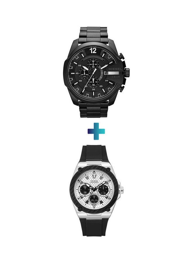 جس مجموعة ساعة يد بعقارب وسوار من المعدن طراز Dz4283 مع ساعة يد طراز DZ4283 للرجال - Image 1