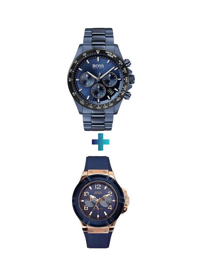 GUESS Men's Rubber Analog Watch W0247G3 With Wrist Watch 1513758 Set - Image 1