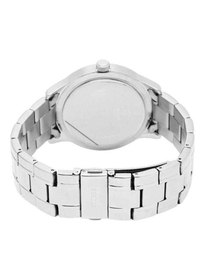 جس ساعة يد بعقارب وسوار من الستانلس ستيل للرجال طراز W1097L1 مع ساعة ذا كوميوتر 3H ديت بعقارب وسوار من الجلد للرجال طراز FS5406 للنساء - Image 2