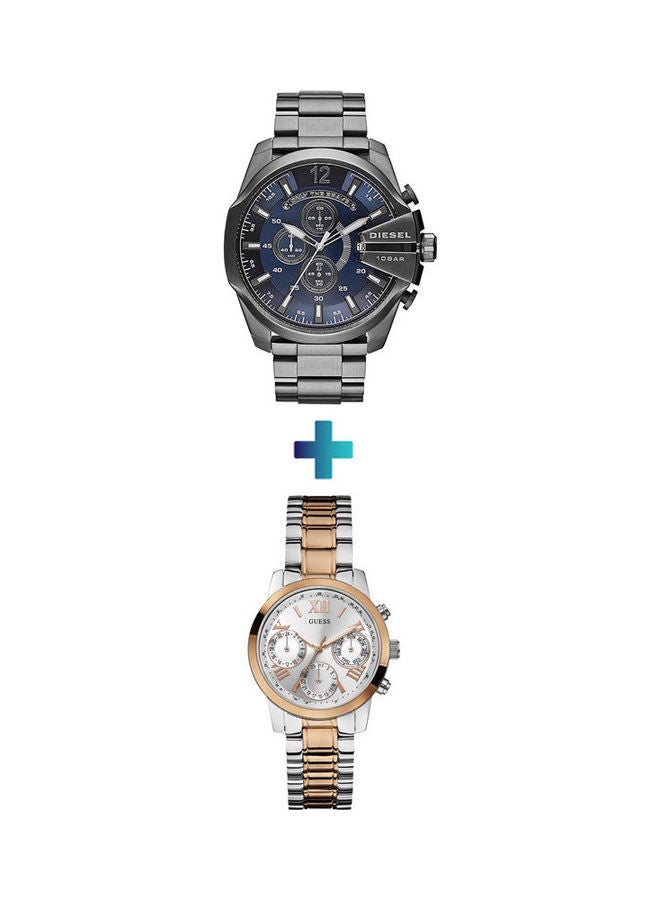 GUESS women Stainless Steel Analog Watch W0448L4 With Men'S Casual Mega Chief Chronograph Analog Watch Dz4329 - Image 1