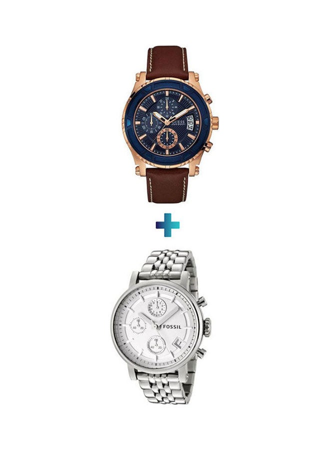 FOSSIL - Women's Original Boyfriend Water Resistant Analog Watch Es2198 With Pinnacle Chronograph Watch W0673G3 Set - Image 1