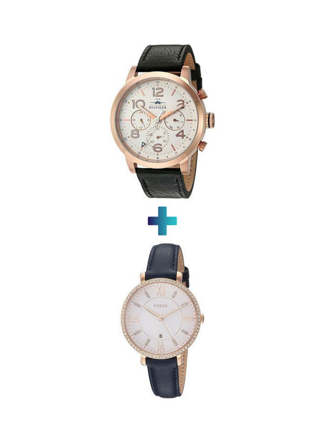 FOSSIL Women's Leather Chronograph Watch Es4291 With Men'S Chronograph Wrist Watch 1791236 