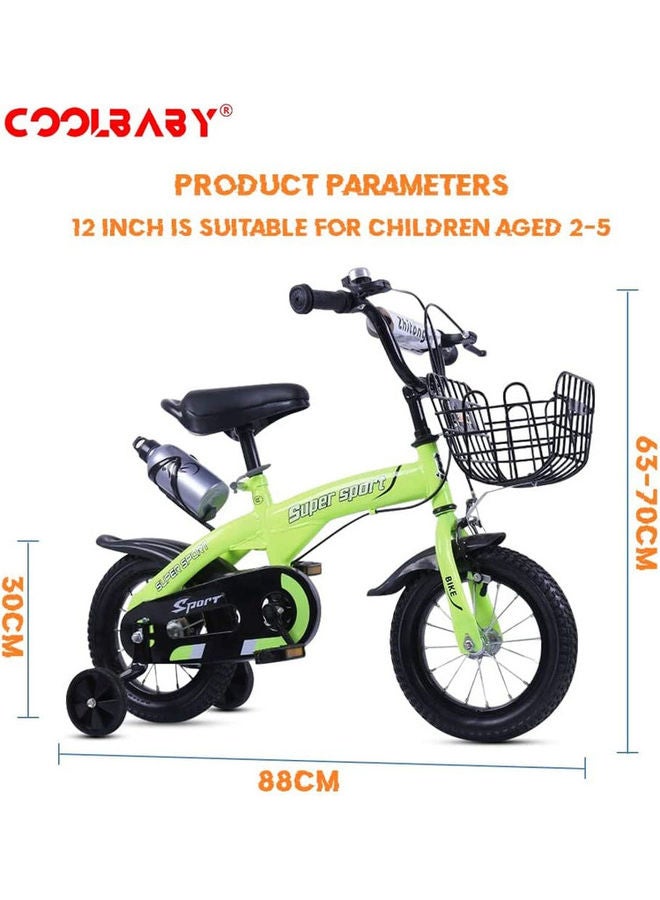 Cool Baby COOLBABY Kids Bike with Hand Brake and Basket for Ages 3-8Years, 12 Inch Princess Bikes Bicycles with Training Wheels and Fenders, kettle,Children Bicycle Toys. 74 x 20 x 42cm  - Image 4