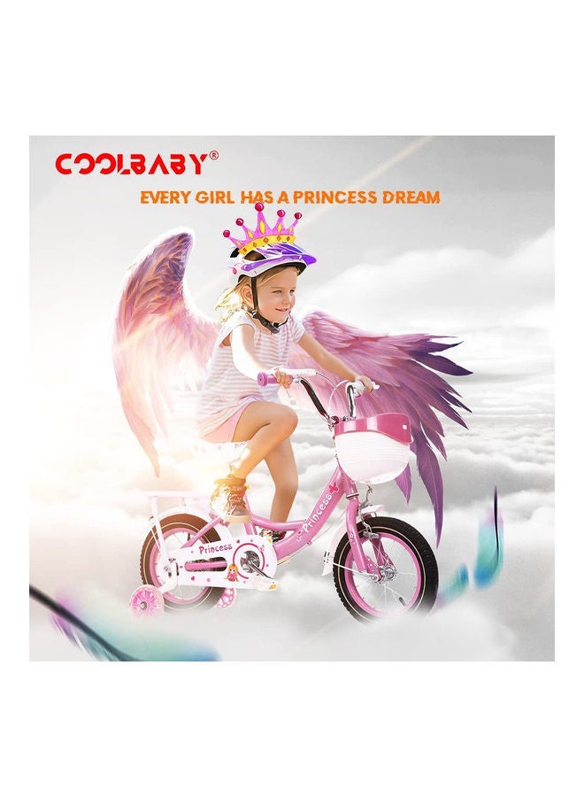 Cool Baby COOLBABY Kids Bike with Hand Brake and Basket for Ages 3-8 Years, 12 Inch Princess Bikes Bicycles With backseat, Children Bicycle. (Pink) 74 x 20 x 42cm  - Image 2