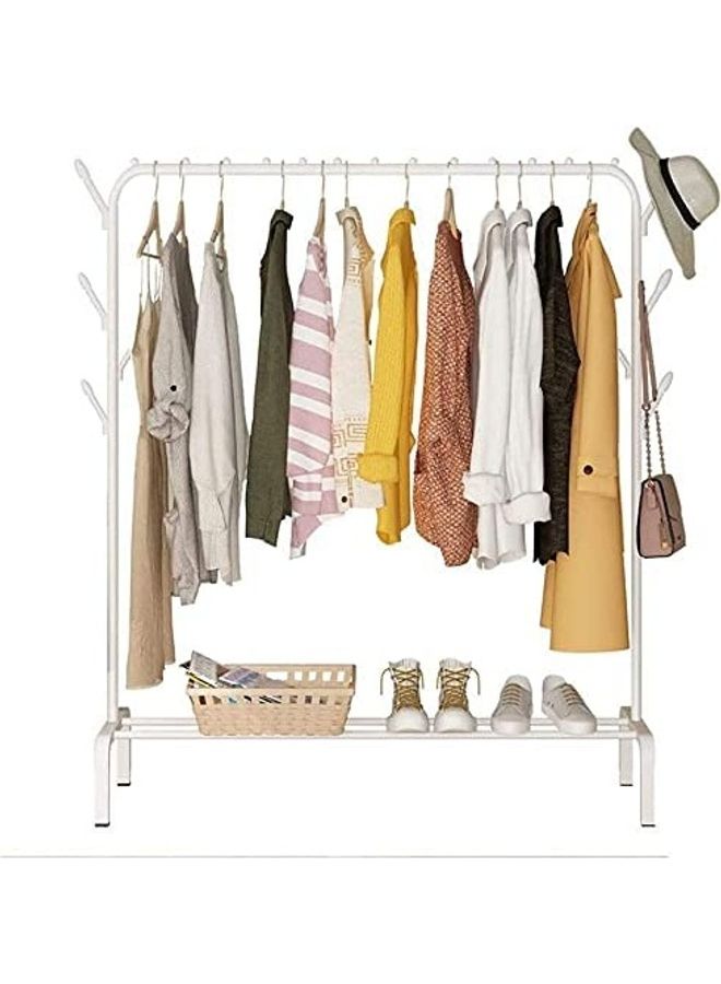 Toshionics - Single Rail With Side Hook Clothes Organizer Rack White 110x150x40cm - Image 1