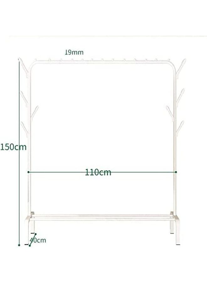 Toshionics - Single Rail With Side Hook Clothes Organizer Rack White 110x150x40cm - Image 1