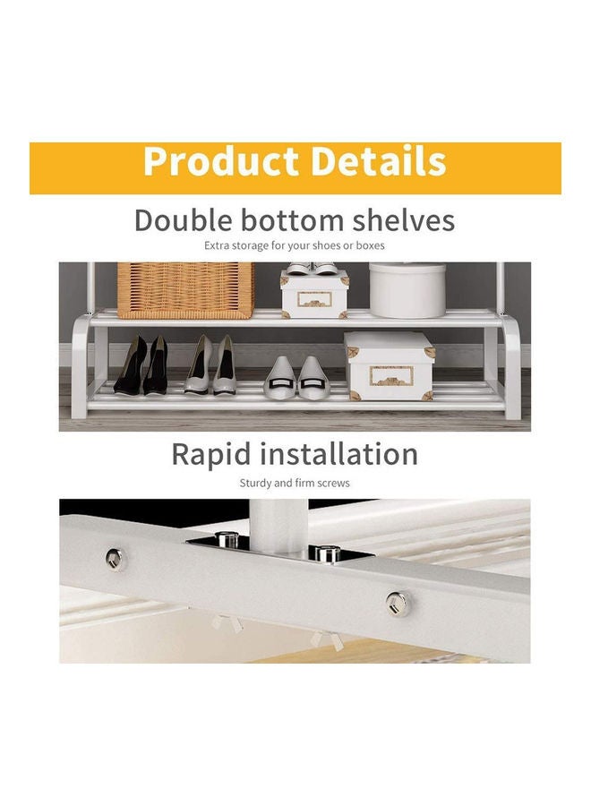 Toshionics - Single Rail With Side Hook Clothes Organizer Rack White 110x150x40cm - Image 1