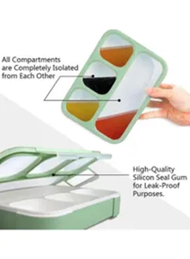 Generic 4-Compartment Large Lunchbox with Spoon Green 35x20x15cm  - Image 2