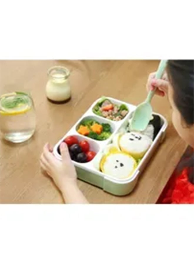Generic 4-Compartment Large Lunchbox with Spoon Green 35x20x15cm  - Image 3