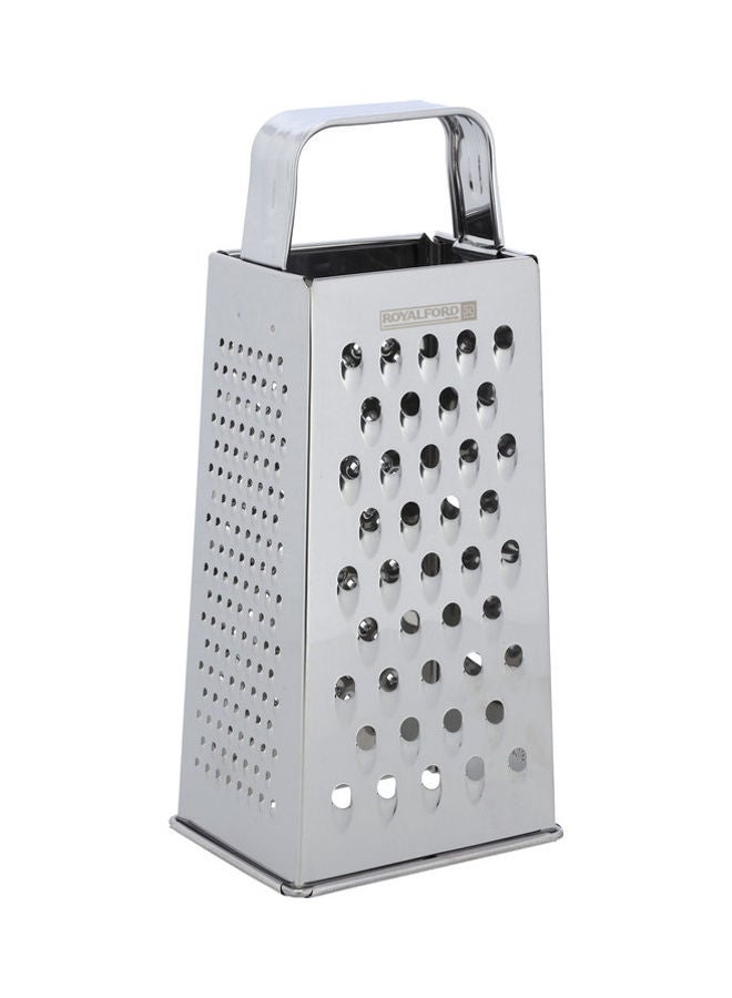 Royalford Royalford 4-Sided Grater Stainless Steel Grate Shred Slice & Zest 10.5X8X24.5 Dishwasher Safe Ultra Sharp Ss Blades Convenient Handle Silver 10.5x8x24.5cm  - Image 1