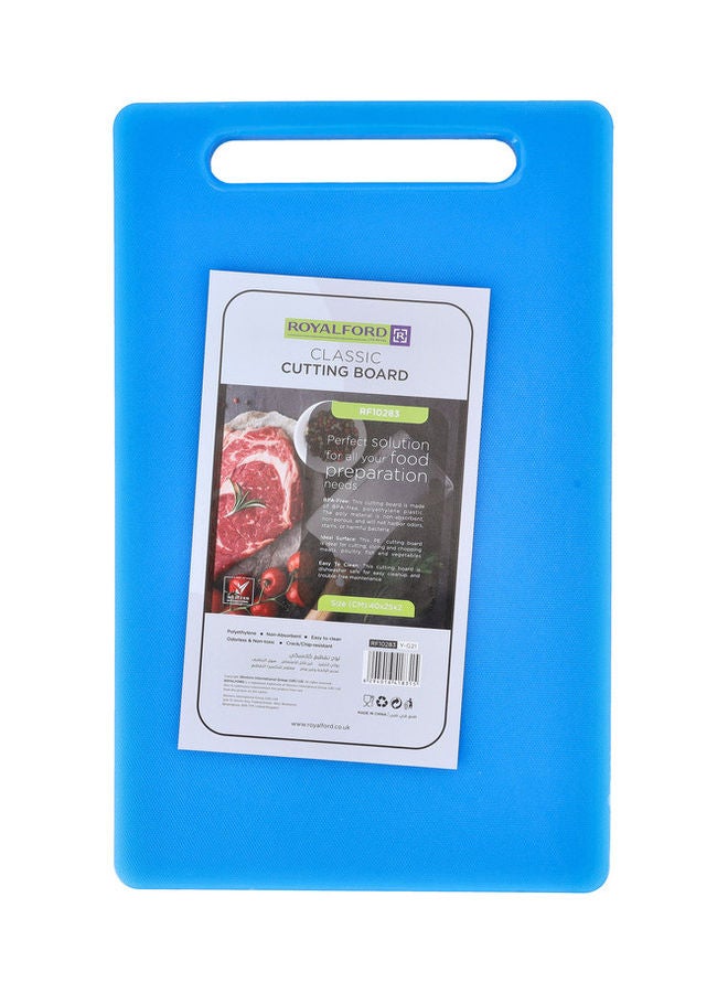 Royalford Classic Cutting Board, Polyethylene, Rf10283 - Chopping Board - Non-Absorbent, Odorless & Non-Toxic - Crack/Chip Resistant - Easy Grip Handle Blue 40x25x2cm  - Image 1