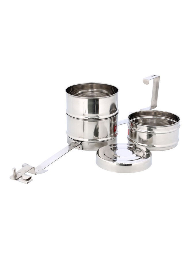 Royalford 3-Layer Bombay Tiffin Box Silver 13x26.5cm  - Image 4