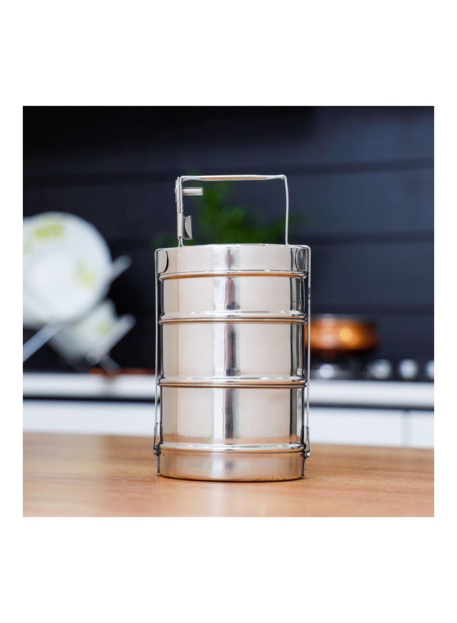 Royalford 3-Layer Bombay Tiffin Box Silver 13x26.5cm  - Image 1