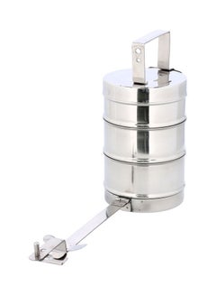 Royalford 3-Layer Bombay Tiffin Box Silver 13x26.5cm  - Image 2