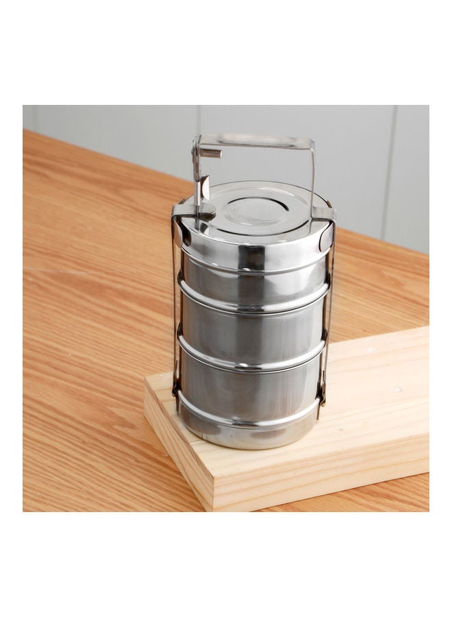 Royalford 3-Layer Bombay Tiffin Box Silver 13x26.5cm  - Image 5