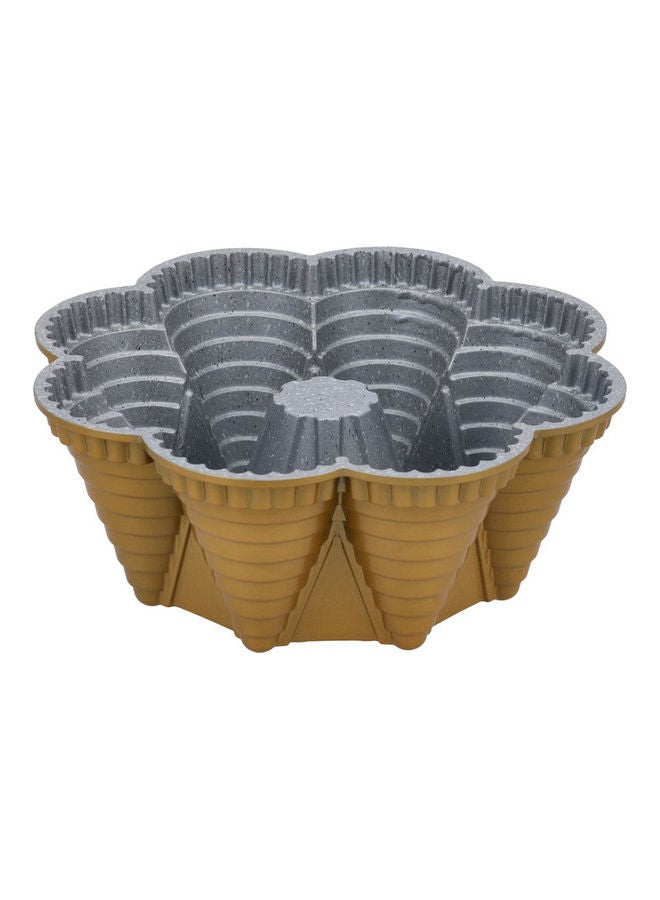 Royalford Non-Stick Coating Oven Safe Reusable Tower Cake Mould Gold 21x8cm  - Image 1