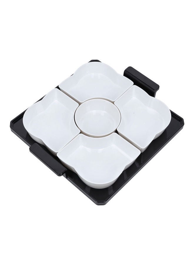 Royalford 5-Compartment Designed Square Acrylic Candy Tray With Transparent Lid White 30x34.2x10cm  - Image 4