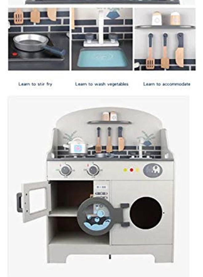 بسمة مجموعة ألعاب مطبخ متينة ومرحة وخشبية وغير سامة بإطار متين للأطفال 70×18×33سم - Image 4