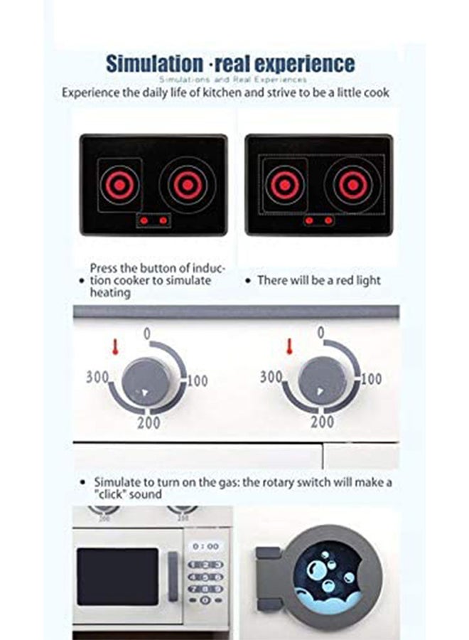 بسمة مجموعة ألعاب مطبخ متينة ومرحة وخشبية وغير سامة بإطار متين للأطفال 70×18×33سم - Image 5