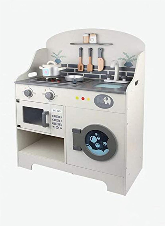 بسمة مجموعة ألعاب مطبخ متينة ومرحة وخشبية وغير سامة بإطار متين للأطفال 70×18×33سم - Image 3