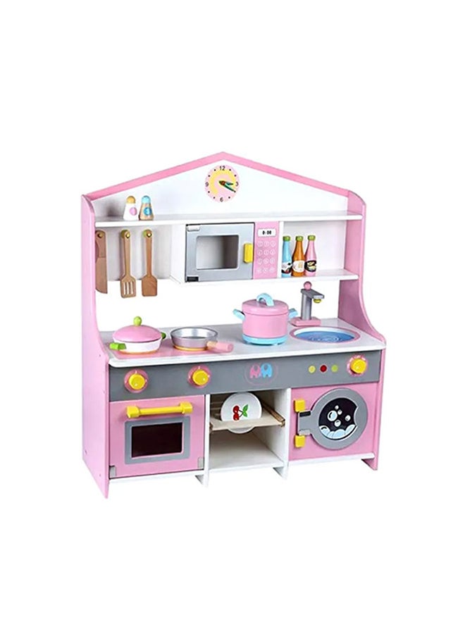 بسمة مجموعة ألعاب مطبخ خشبية كلاسيكية رائعة مع العديد من الأواني للأطفال 62x23x72سم - Image 1