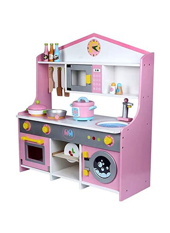 بسمة مجموعة ألعاب مطبخ خشبية كلاسيكية رائعة مع العديد من الأواني للأطفال 62x23x72سم - Image 3
