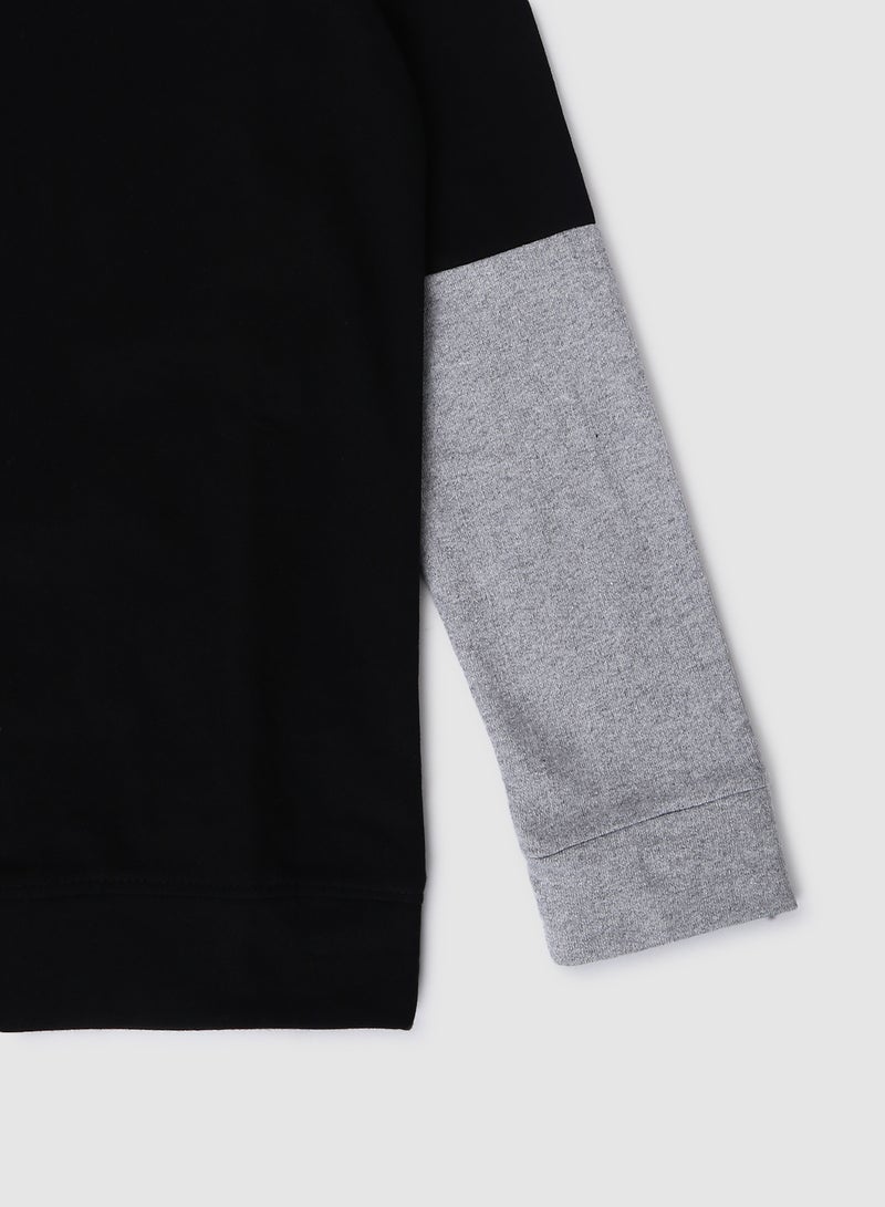 Aila Girls Colourblock Long Sleeve Sweatshirt Black/Grey  - Image 4