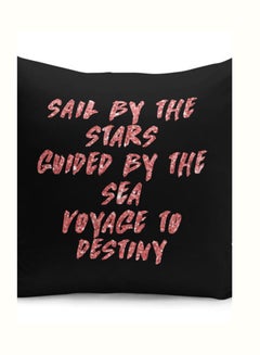 Generic Navy Sail By The Stars With Electric Rose Gold Foil Print Beach Ocean Love Sailor Quote Sofa Throw Pillow Black/Pink 16x16inch  - Image 1