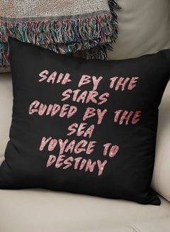 Generic Navy Sail By The Stars With Electric Rose Gold Foil Print Beach Ocean Love Sailor Quote Sofa Throw Pillow Black/Pink 16x16inch  - Image 2