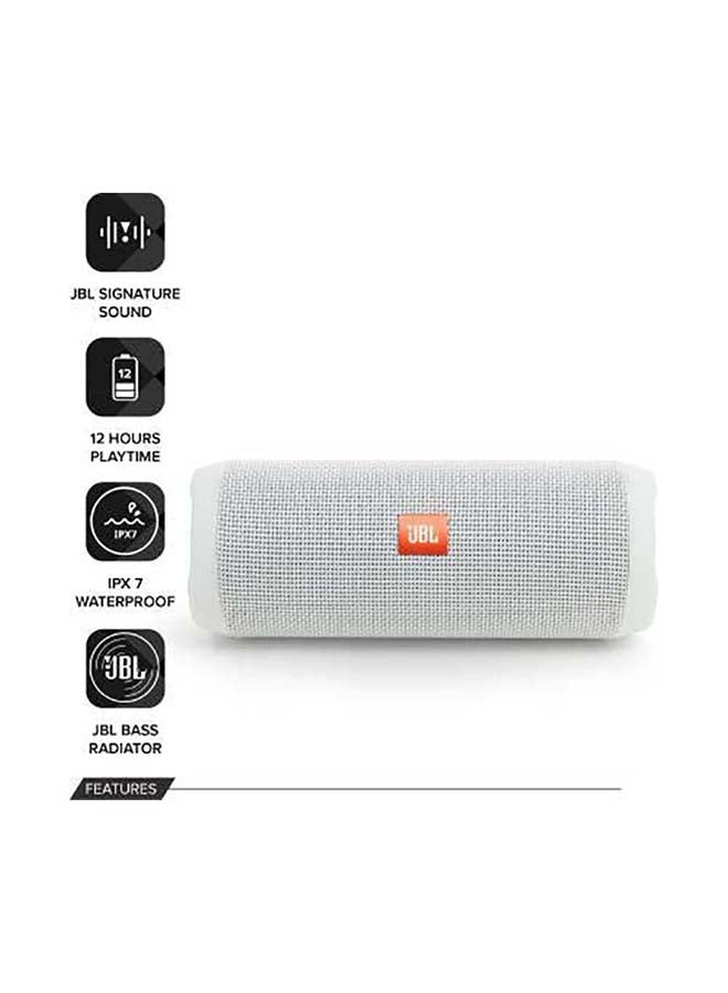 JBL - Flip 4 Waterproof Portable Bluetooth Wireless Speaker White - Image 1
