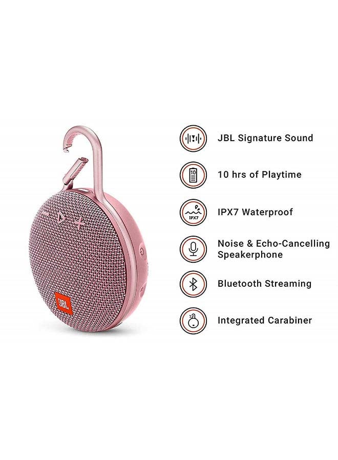 جي بي إل مكبر صوت كليب 3 بتصميم لاسلكي محمول وردي - Image 4