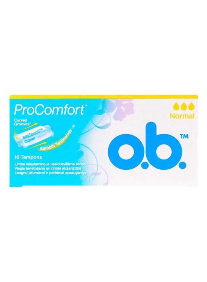 o.b. 16-Piece Pro Comfort Curved Grooves Normal Tampons - Image 1