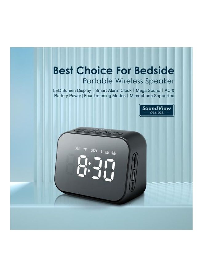 Oraimo Digital Alarm Clock Bluetooth speaker with Mirror Surface LED Display And Nightlight brightness control. Black - Image 3