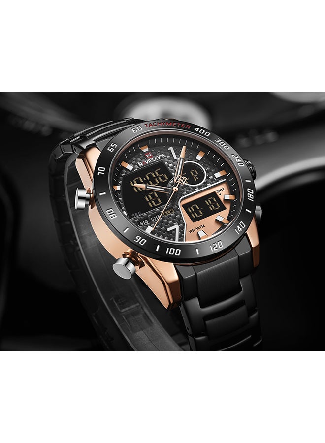 NAVIFORCE Men's Stainless Steel Analog & Digital Wrist Watch NF9171 RG/RG/B - 45 mm - Black  - Image 4