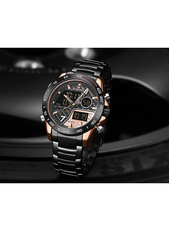 NAVIFORCE Men's Stainless Steel Analog & Digital Wrist Watch NF9171 RG/RG/B - 45 mm - Black  - Image 5