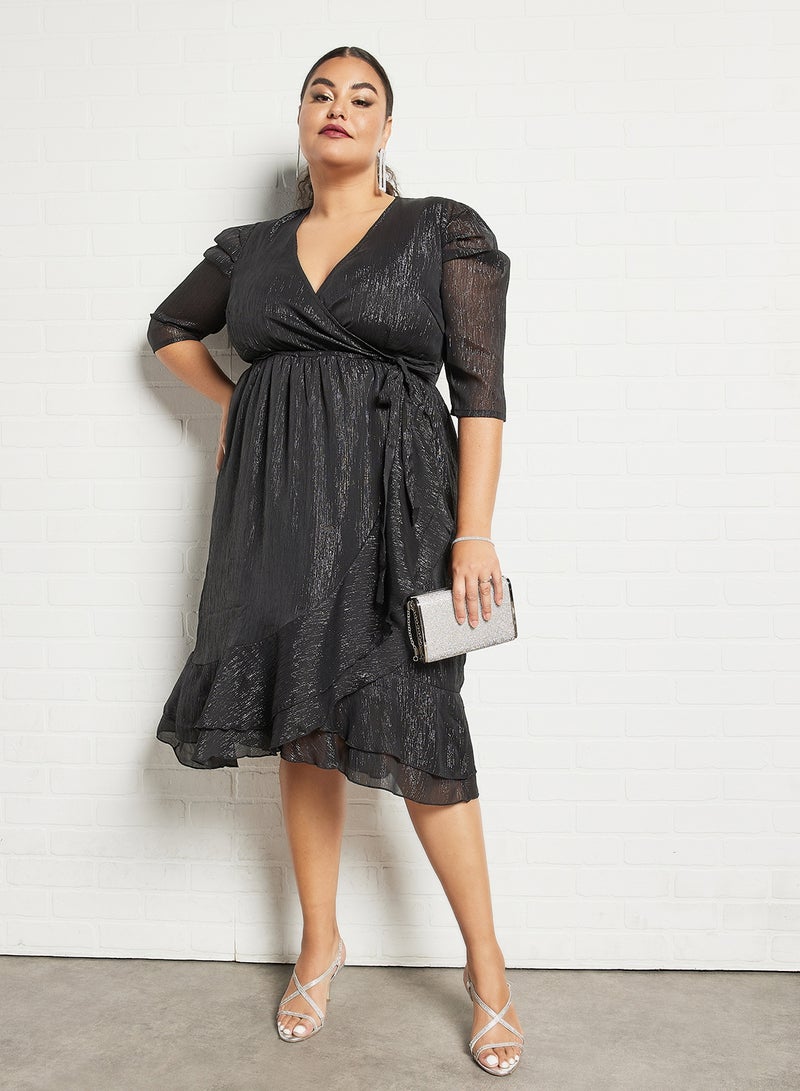 Vero Moda Curve - Curve Plunge Neck Dress Black - Image 1
