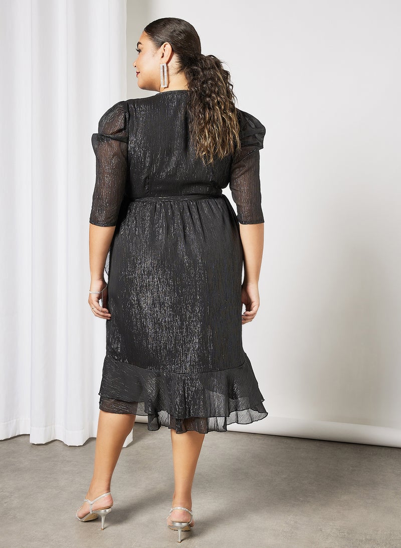 Vero Moda Curve - Curve Plunge Neck Dress Black - Image 1