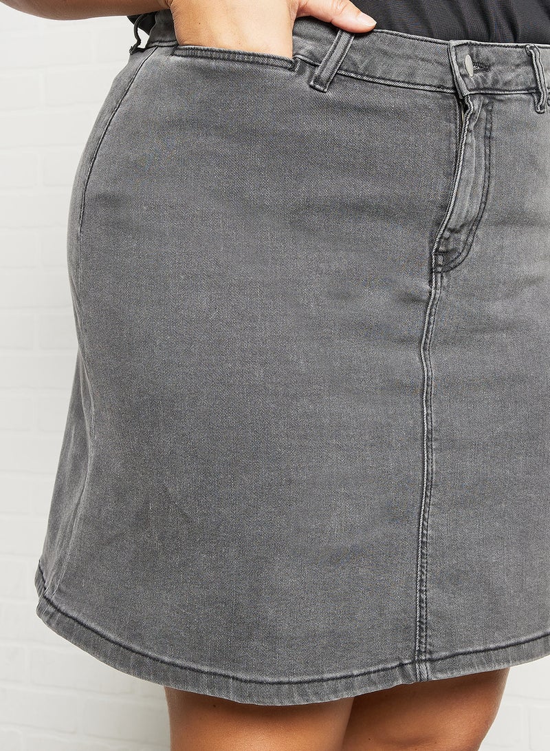 Violeta By Mango - Plus Size Denim Skirt Grey Denim - Image 1