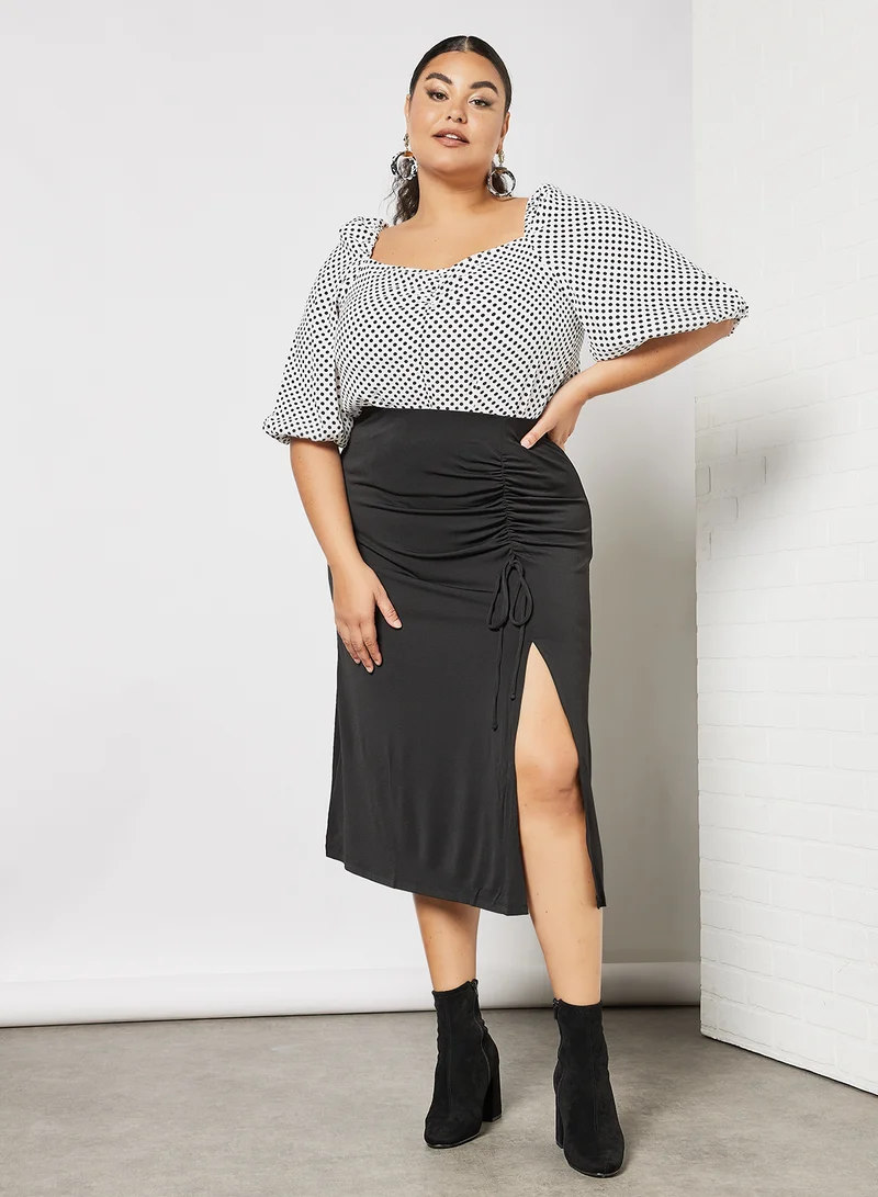 Violeta By Mango Plus Size Polka Dot Blouse