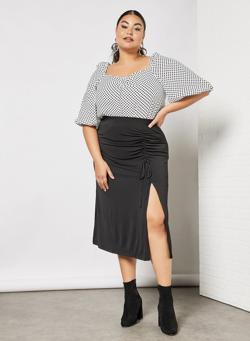 Violeta By Mango - Plus Size Polka Dot Blouse White - Image 1