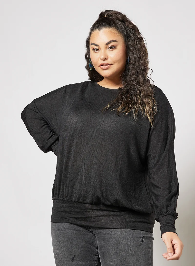 NEW LOOK Plus Size Batwing Sleeve Top Black
