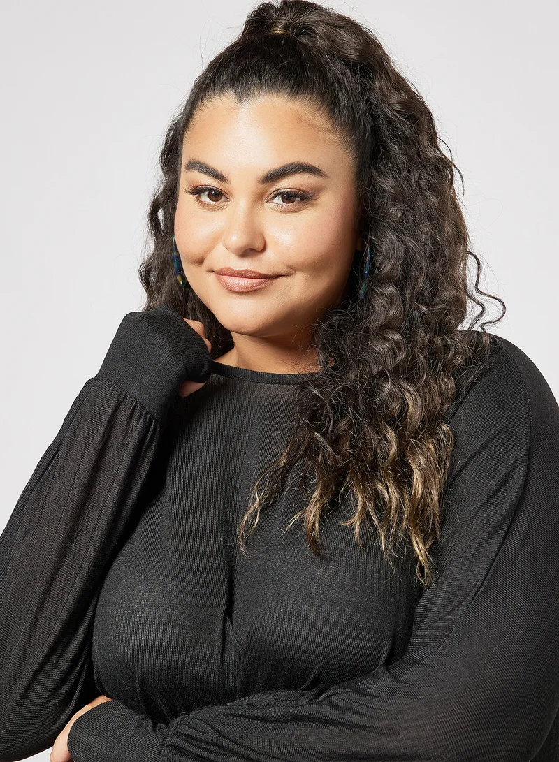 NEW LOOK Plus Size Batwing Sleeve Top Black