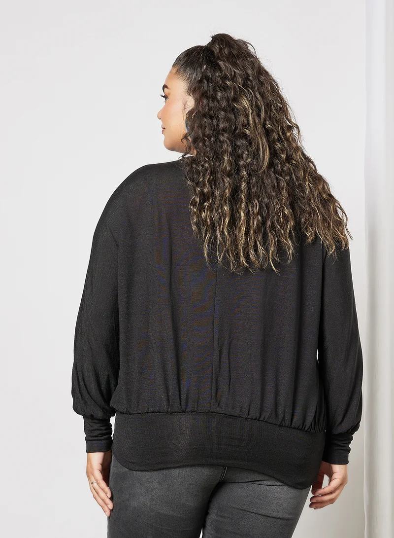 NEW LOOK Plus Size Batwing Sleeve Top Black